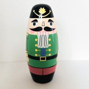 Nutcracker Nesting Dolls — Set of 5 Wooden Christmas Figures, 5.5" Tall